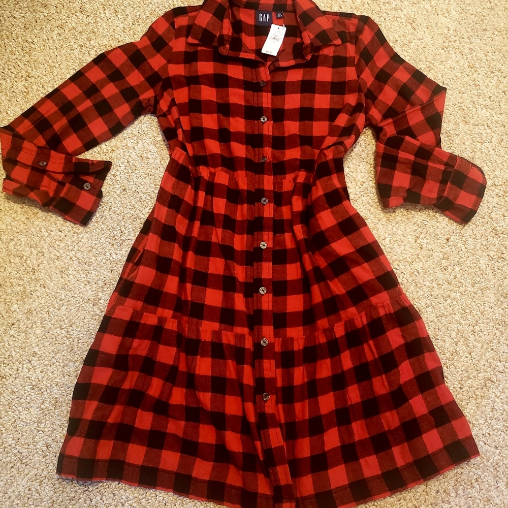 GAP Buffalo Plaid flannel shirt dress